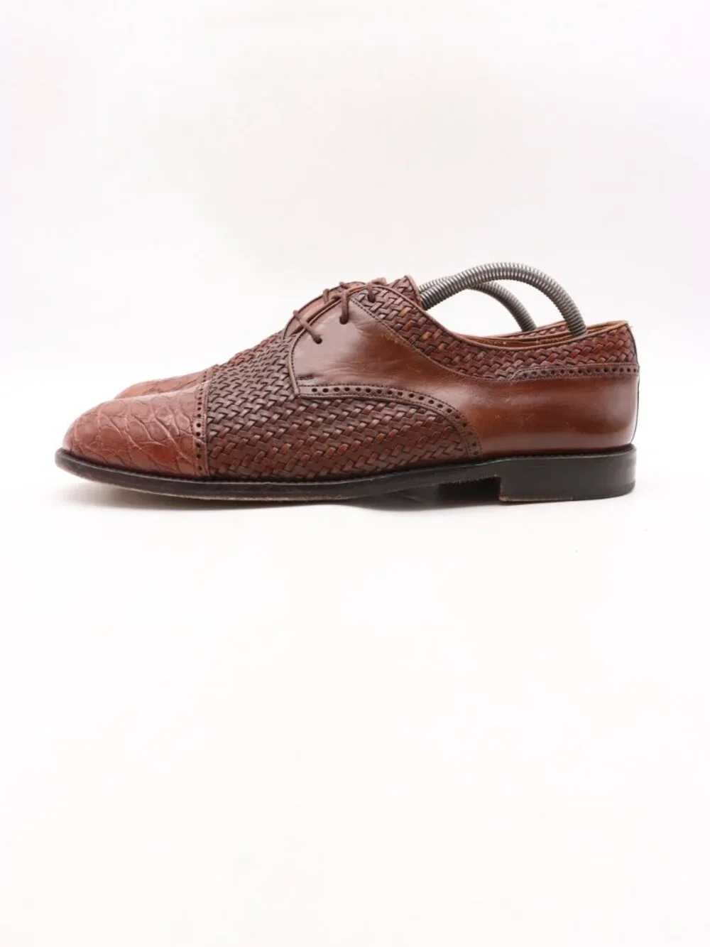 Mezlan Salinas Men's 10 M Genuine Crocodile Brown Woven Leather Oxford Cap Toe